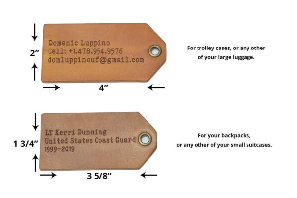 leather luggage tag description